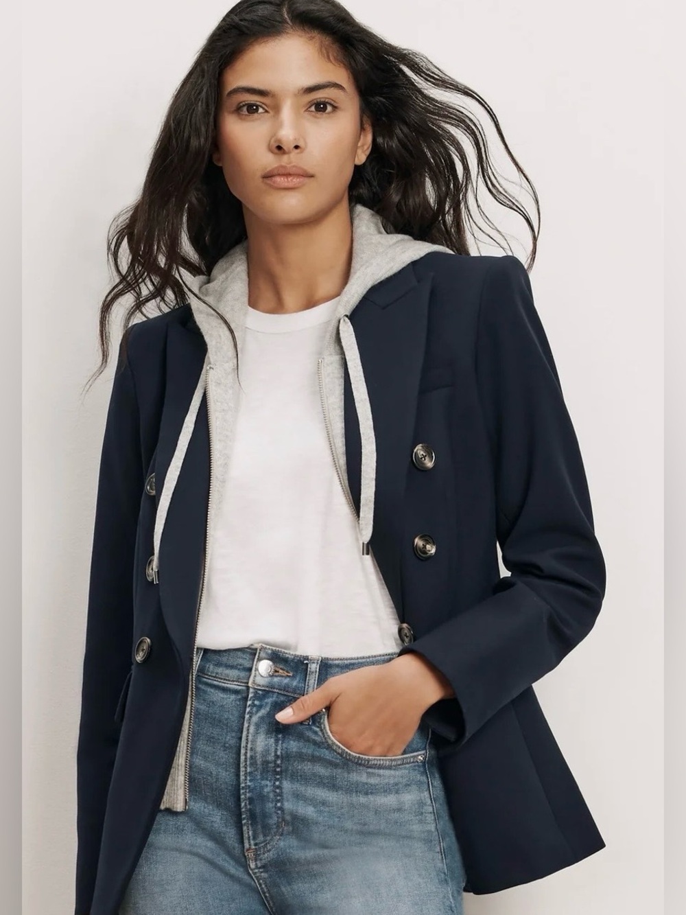 Veronica Beard Cashmere and wool Dickey Grey Hooded Layering